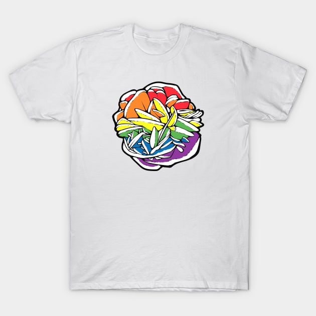 LGBTQ+ Pride Flag Desert Rose Mineral Mineralogy Geology T-Shirt by Palaeoiris